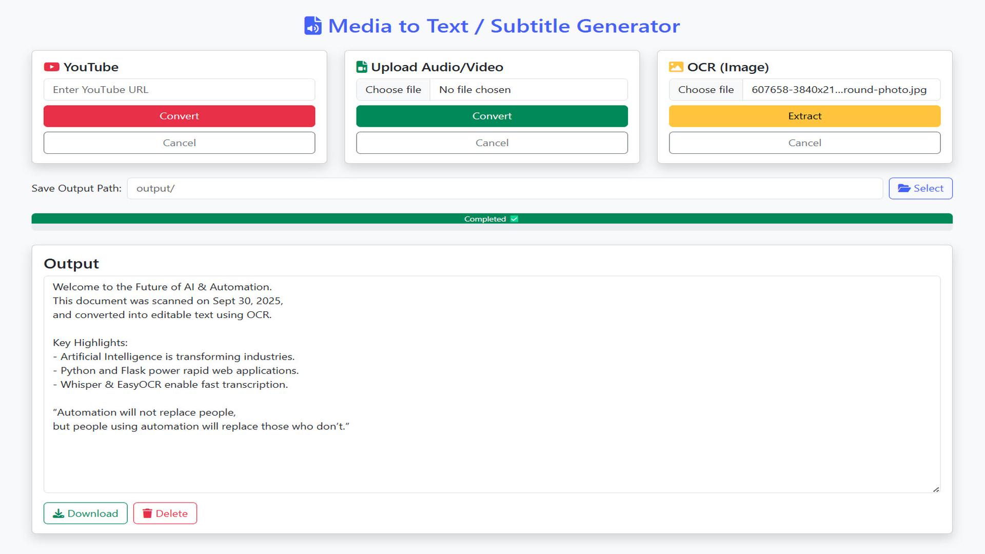 YouTube & Media-to-Text Converter